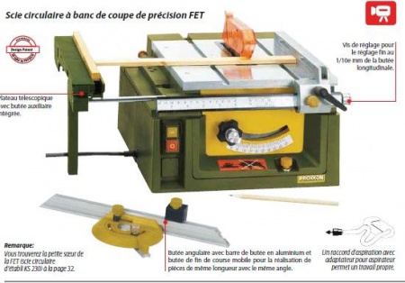 scie circulaire a banc de coupe de precision fet proxxon 27070 syracom modelisme eslettes rouen le havre dieppe 