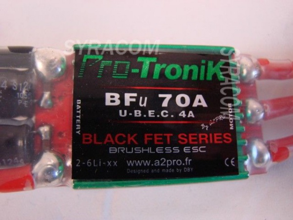 CONTROLEUR ELECTRONIQUE POUR MOTEUR BRUSHLESS BFU 70A PROTRONIK SYRACOM MODELISME ESLETTES AVION RADIOCOMMANDE DSC02092
