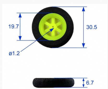 ROUE MOUSSE ULTRA LEGERE 4430 DIAMETRE Ø30MM JAUNE SYRACOM MODELISME ESLETTES ROUEN NORMANDIE